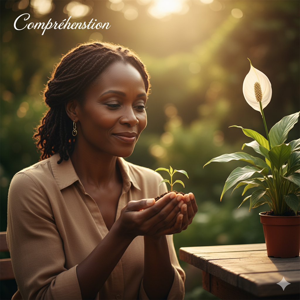 femme tenant dans ces paumes un jeune plant