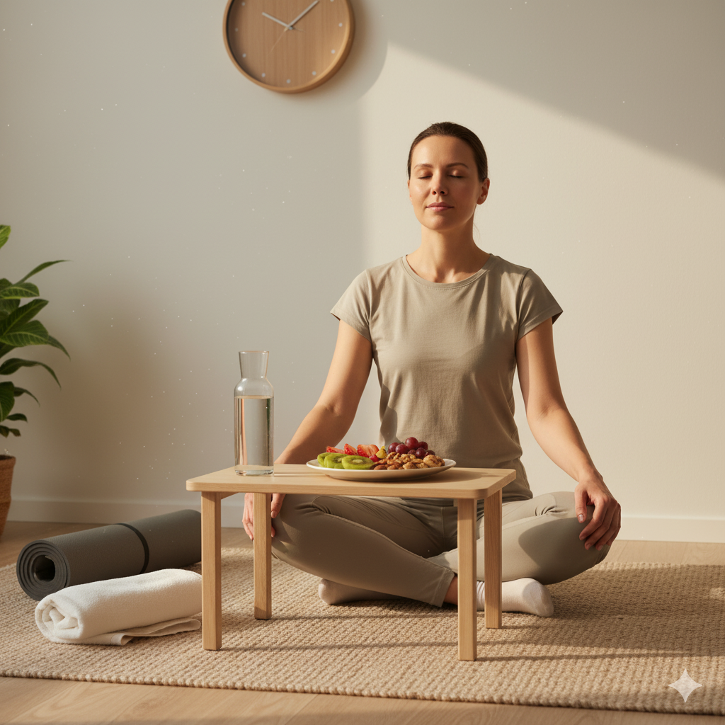 personne pratiquant la méditation guidée dans une ambiance apaisante pour favoriser la détente et le bien-être mental